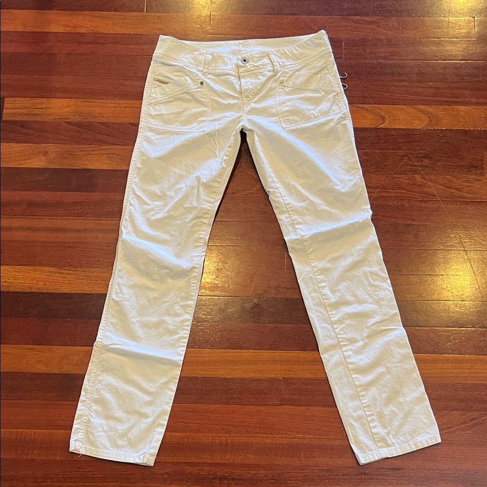Womens 29 Diesel White Slim straight leg pants with stretch